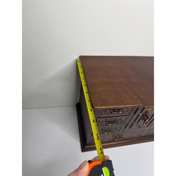 Rare Vintage MCM wooden Large jewelry box with lots of drawers, brass tone - Picture 8 of 10